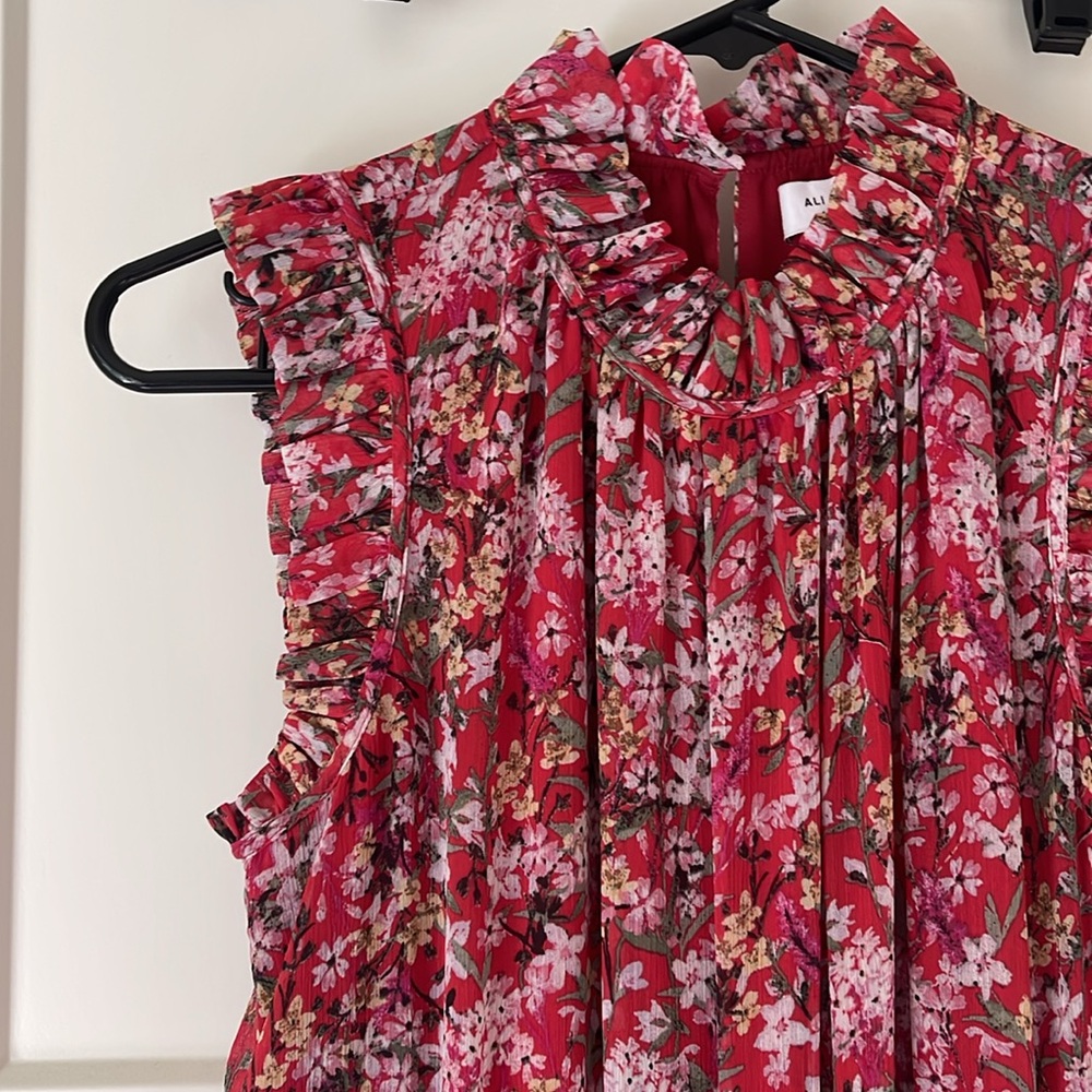 Ali & Jay for Anthropology Red Floral Troubadour Jumpsuit Size Small